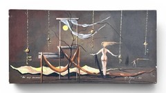 Vintage 1960’s R.C. Fagan Surrealist Oil Painting ~ Salvador Dali Style 30X15