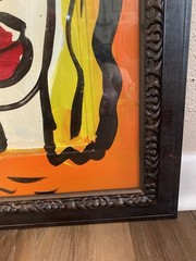 Peter Robert Keil Painting 24×20 Framed Glass Abstract Woman Portrait 70s