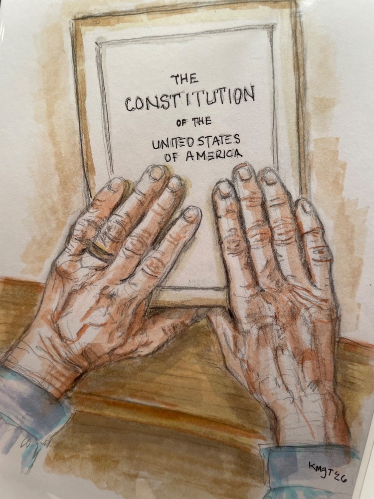 Original Illustration – U.S. Constitution, Pen & Copic Marker Art, 4×6