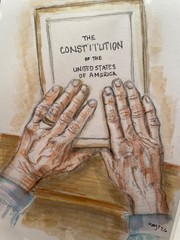 Original Illustration – U.S. Constitution, Pen & Copic Marker Art, 4×6