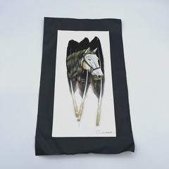 Horse Painting On Turkey Feathers Ecuadorian Artist Ugsha Yawry Signed BEAUTIFUL