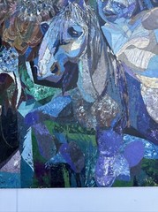 Large Abstract Painting 36 Inches Expressionist Mystery Artist Signed Modernism