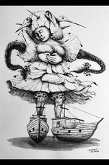 Ink On Cardboard Alain Donate 12×16 In.cuban Art