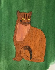 ORIGINAL PRIMITIVE CAT PAINTING – „GINGER BOY“