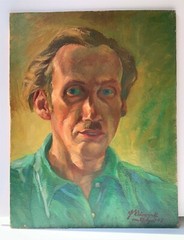 20th Century European Expressionism School Grandiose Portrait Oil Painting