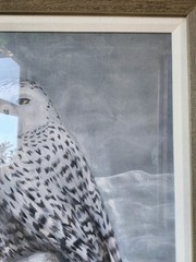 Vintage Original Acrylic Snowy Owl Hand Painting Signed Framed 23″x29″