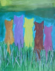Abstract/ Expressionism 11×14 Colorful CatsHandmade Signed Colorful Art Painting