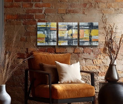 Modest Triptych #02 8″x12″ 3p. original acrilyc on canvas wall art from EU