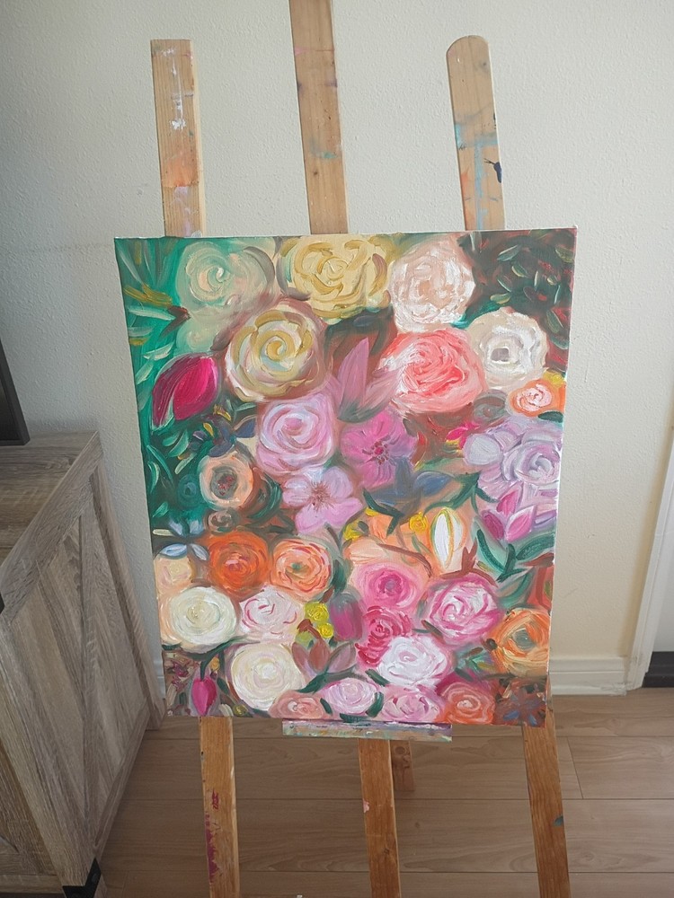 Flowers Bouquet Colorful Spring Paula Gabay Oil Painting Handmade Original Art
