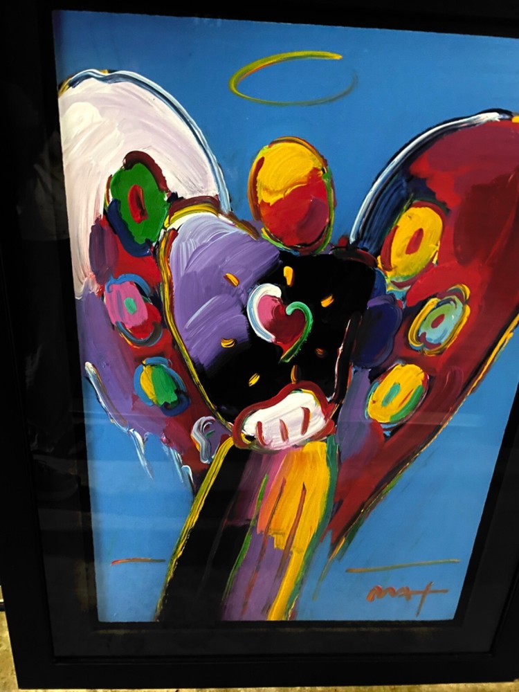 Original Peter Max Heart Angel #324627 size framed: 40 w x52 hinches