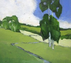 Lynne French Art CALIFORNIA EUCALYPTUS HILLS Signed Landscape O/C Painting 8X10