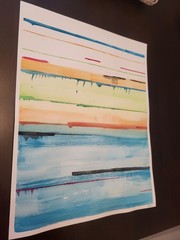 Original Abstract 11×14 Painting On Heavy paper Watercolor Lines Modern Art