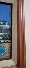 Vintage Original Acrylic On Wood Board Lighthouse/ Seascape Painting 17×14