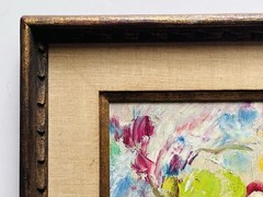 Mid Century Modern Original Floral Flower Garden Oil Painting Signed Meisels