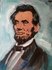 PDQ Artist Original Painting Figure President Lincoln Abstract Acrylic 16×12 Art