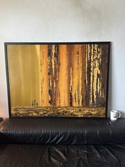 LARGE VINTAGE MODERN ABSTRACT SURREALIST OIL PAINTING CARLO OF HOLLYWOOD 1960s