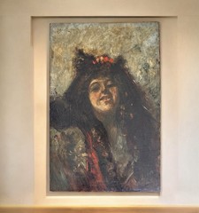 French School oil painting Gypsy Woman Paris 19th Century