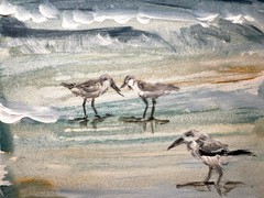 SAMATOWIC Original Abstract Sandpipers 8×10 Handmade Signed Fine Art 255