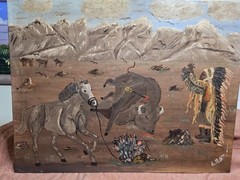 E.B. Edward Ott Outsider Primative Folk Art Painting, Signed E. B. Ott, 14 X 18″