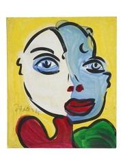 UNIQUE PETER KEIL SIGNED 100% ORIGINAL ABSTRACT PORTRAIT OIL PAINTING GERMAN ART