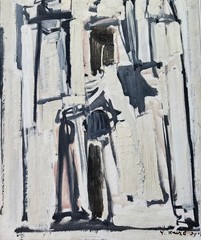 YECHIEL KRIZE (1909-1968), Oil on Canvas, Semi Abstract, White Village, Signed