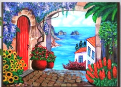 Italy Seascape Coastal Original Acrylic Painting. No Frame. 30×40 cm