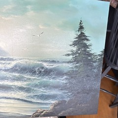 Sue Parkhill Signed Realism Seascape Ocean Waves Painting on Canvas Unframed