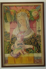 VINTAGE COPY OF CARLO CRIVELLI OIL (ON BOARD) PAINTING OF MADONNA AND CHILD 29”