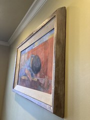 Anton Refregier Oil Painting on Board, 1968, in Original Frame, 35×23, Guitar