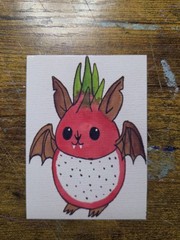 ACEO Art Print* Mini Watercolor „Dragon fruit Bat“ By El_duderino_art