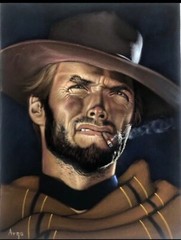 Clint Eastwood badass cowboy legend black velvet oil painting Wall Art