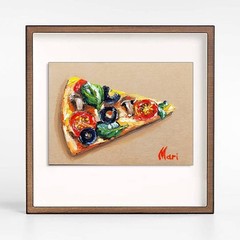 Pizza Vegetariana Painting Still life Original Art Kitchen Fast Food Capricciosa