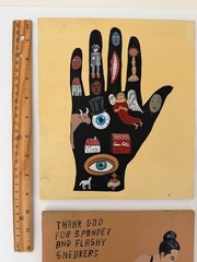 Lot of 4 Pulp Brother Javier Mayoral Original Paintings, Aldous Huxley, Yoga