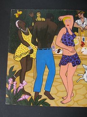 TWO PAINTINGS – OIL on WOOD . CARIBBEAN DANCE BAR with hidden eroticism.