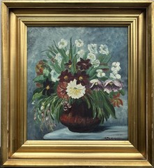 Impressionist Still Life With Summer Flowers And Vase Oil Painting 1925
