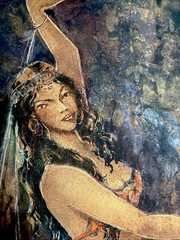 Original Paul (Pawel) Kontny Oil & Gold Leaf Painting Belly Dancer 26.5”x17”