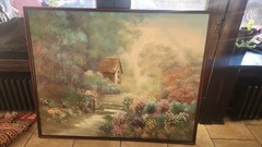 large Lee Reynolds oil painting signed on framed stretched canvas