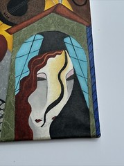 LARGE CUBISM PAINTING ABSTRACT SURREALISM 36 INCHES JEFF MORGAN MODERNISM MUSIC