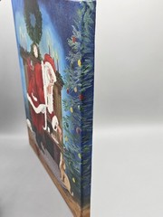 Vintage Gloria Nelson Signed Hand Painted Santa Christmas Canvas 14″×11″