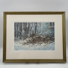 John Holub Original Watercolor „Winter Repose“ Signed Maine Winter Landscape