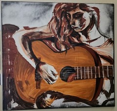 Hugo Medina Oil Painting of Jamie Bonnell, both Phoenix Humans 38″ wide by 36″