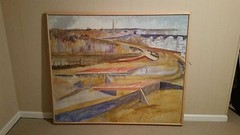 Fantastic very large Prentiss Taylor oil on canvas of Washington D.C. circa 1963