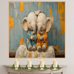 Baby Elephants in Pajamas for Nursery Flat Rolled, Framed or Wrapped Canvas