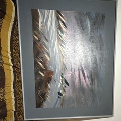 Lee Reynolds Signed Large Abstract Landscape Canvas Painting, Matted & Framed