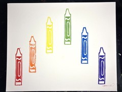 Original Rainbow Crayon Arc Linocut Print By Alannah Dyer- Acrylic 8×10 in Teach