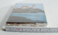 Oil on Canvas Lighthouse on the Ocean by Herbert Crooks Sealed 6.75 x 4.75 in