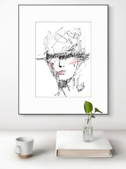 SAMATOWIC Woman in a Hat 9X12 Abstract Expressionism Paper Original Signed 29