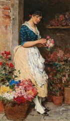 stunning oil painting handpainted on canvas-A Venetian Flower Girl