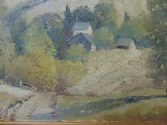 Ernest T. Fredericks Oil on Canvas Landscape Farm Hill Signed 14″ x 11″ Trees