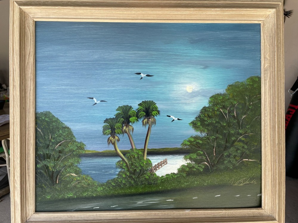 RARE AUTHENIC AL BLACK FLORIDA HIGHWAYMEN LEGEND ,OIL ON BOARD ST LUCIE RIVER
